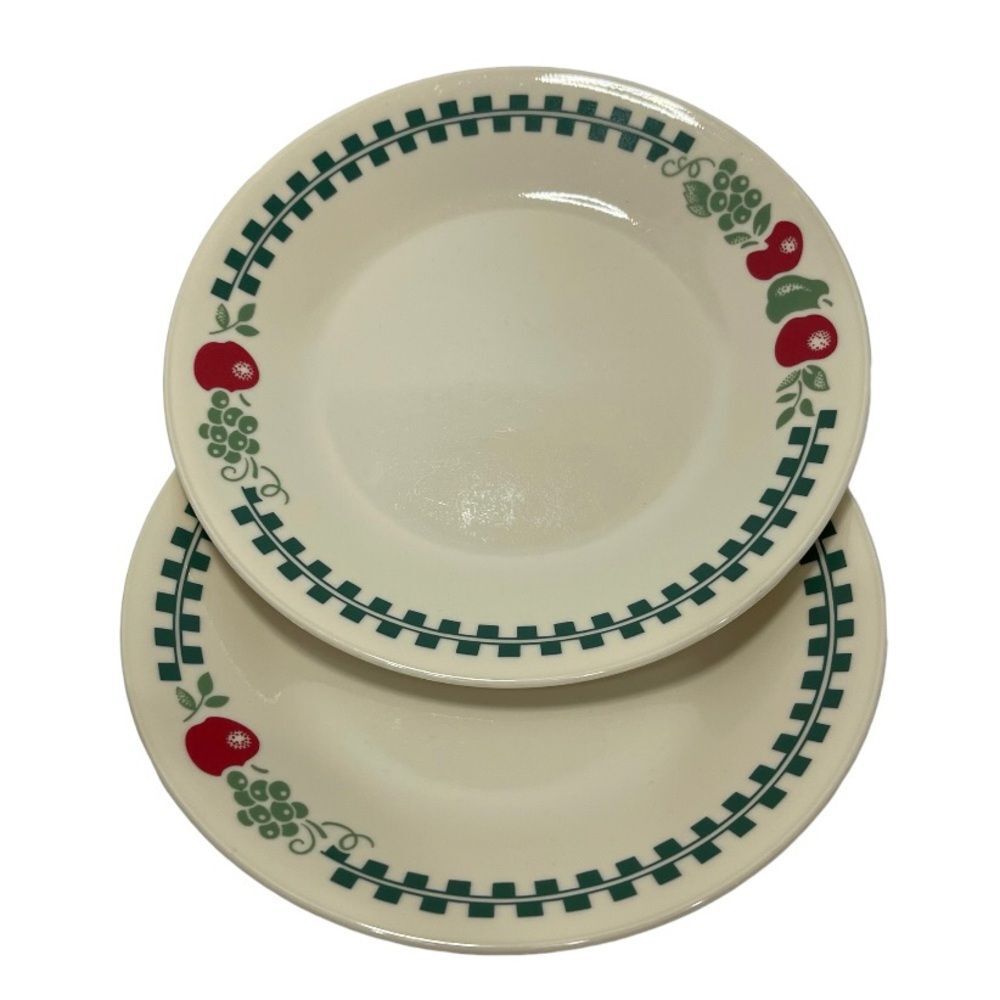 Vintage Corning Ware Corelle Farm Fresh Dessert Plates 6.75" Made USA Set of 2